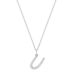 Colgante Oro Blanco 9Kts (9)9KLGD01UW Letra U - Diamantes Laboratorio 0,12ct