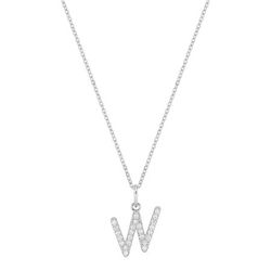 Colgante Oro Blanco 9Kts (9)9KLGD01WW Letra W - Diamantes Laboratorio 0,15ct