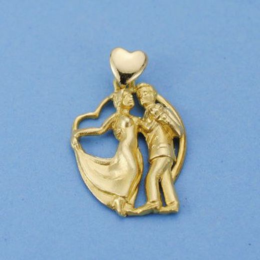 18kts Gold Dancing Couple Pendant 22x16mm 8010