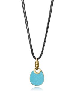 Colgante Piel-Acero Dorado Viceroy 15190C01012 Cordón Negro Piedra Natural Madre Perla