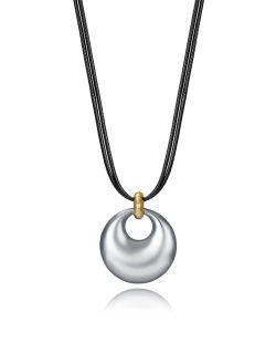 Colgante Piel Negra-Acero Bicolor Dorado Viceroy 15175C01000 Redondo