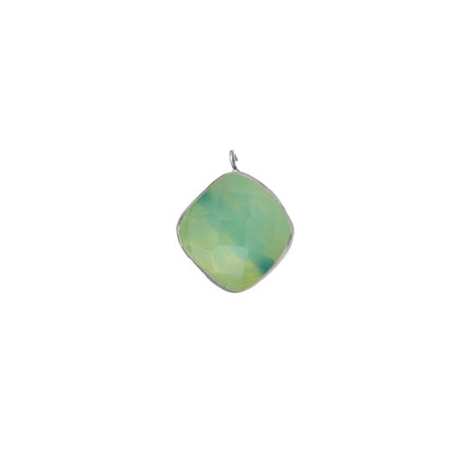 Colgante Plata 8mm CHM0028PLCA Piedra Mineral Calcedonia Facetada Diamante
