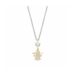 Colgante Plata-Acero Bicolor Dorado Mujer P17025GP Ángel C. Circonitas 42cm
