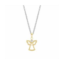 Colgante Plata-Acero Bicolor Dorado Mujer P17300GP Ángel C. Circonitas 42cm