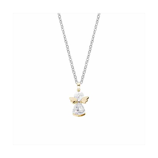 Colgante Plata-Acero Bicolor Dorado Mujer P17500GP Ángel C. Circonitas 42cm