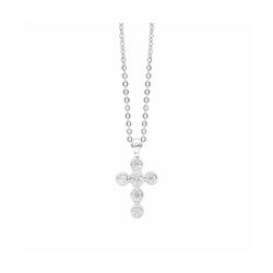 Colgante Plata-Acero Mujer P01089 Cruz C. Circonitas 42cm