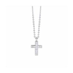 Colgante Plata-Acero Mujer P01090 Cruz C. Circonitas 42cm