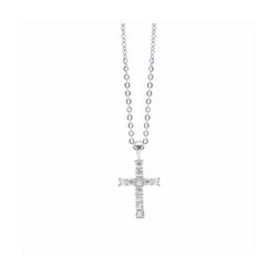 Colgante Plata-Acero Mujer P01248 Cruz C. Circonitas 42cm