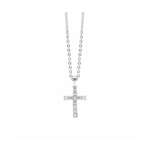 Colgante Plata-Acero Mujer P01248 Cruz C. Circonitas 42cm