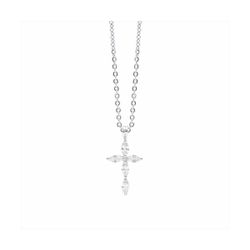 Colgante Plata-Acero Mujer P01250 Cruz C. Circonitas 42cm