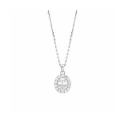 Colgante Plata-Acero Mujer P05204 Óvalo Circonitas 42cm