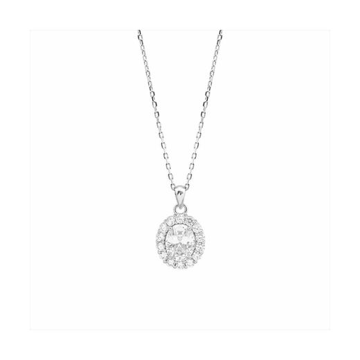 Colgante Plata-Acero Mujer P05204 Óvalo Circonitas 42cm