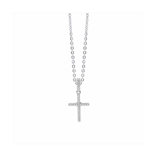 Colgante Plata-Acero Mujer P06512 Cruz C. Circonitas 42cm