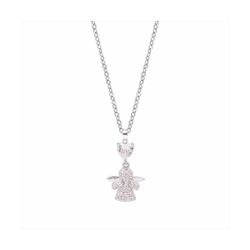 Colgante Plata-Acero Mujer P17025 Ángel C. Circonitas 42cm