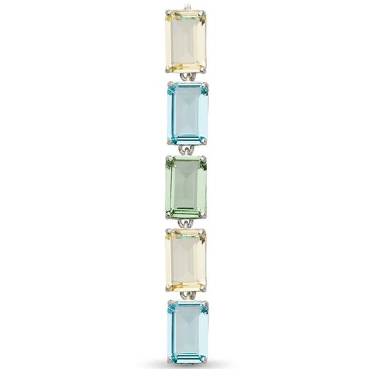 Silver Pendant Argent Basic 4x0.8cm PERM080ML Multicolor Faceted Crystals
