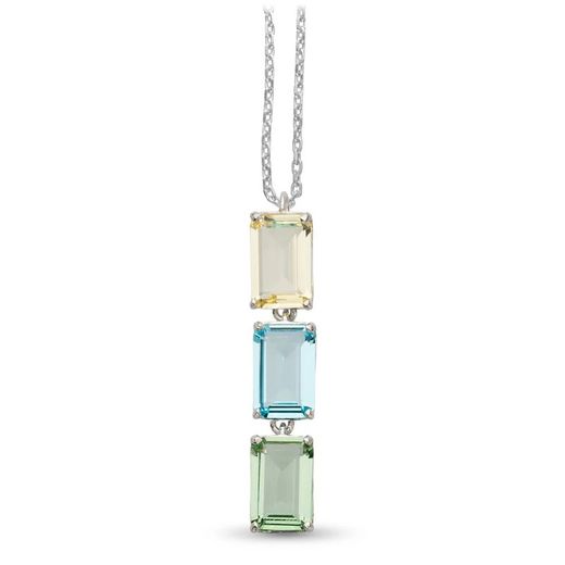 Pingente de Prata Argent Basic 4x0,8cm PERM080TL Cristais Facetados Multicoloridos