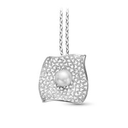 Colgante Plata Argent Basic Mujer PERM075 Cuadrado Calado Perla