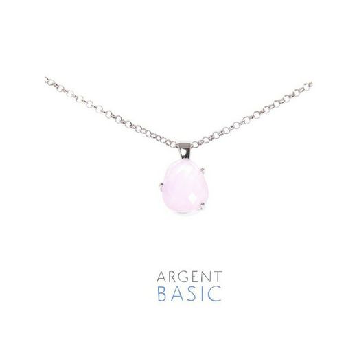 Argent Basic Silver Pendant Pink Stone PERS001R
