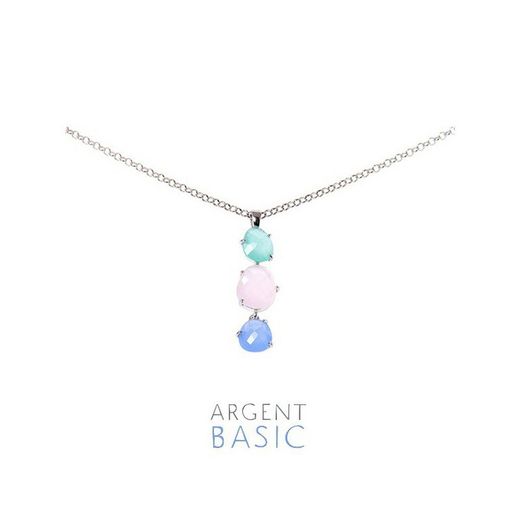 Argent Basic Zilveren Hanger Drievoudige Steen Blauw Roze Groen PERS001TV