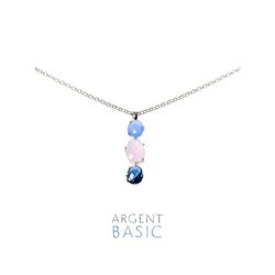 Colgante Plata Argent Basic Triple Piedra Azules y Rosa PERS001TM