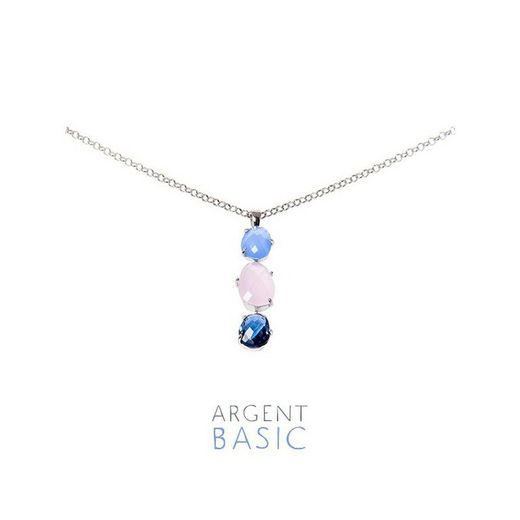 Zilveren hanger Argent Basic Triple blauw en roze steen PERS001TM