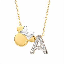 Colgante Plata Bicolor Dorada AG0144CA Minnie Mouse - Letra A Circonitas