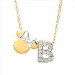 Colgante Plata Bicolor Dorada AG0144CB Minnie Mouse - Letra B Circonitas