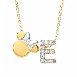 Colgante Plata Bicolor Dorada AG0144CE Minnie Mouse - Letra E Circonitas