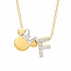 Colgante Plata Bicolor Dorada AG0144CF Minnie Mouse - Letra F Circonitas
