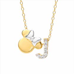 Colgante Plata Bicolor Dorada AG0144CJ Minnie Mouse - Letra J Circonitas