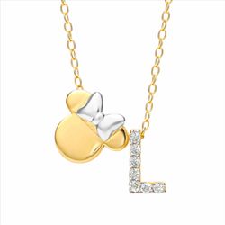 Colgante Plata Bicolor Dorada AG0144CL Minnie Mouse - Letra L Circonitas