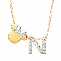 Colgante Plata Bicolor Dorada AG0144CN Minnie Mouse - Letra N Circonitas