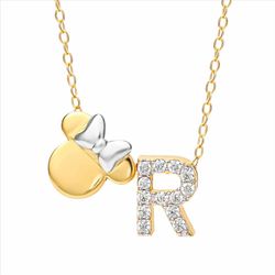 Colgante Plata Bicolor Dorada AG0144CR Minnie Mouse - Letra R Circonitas