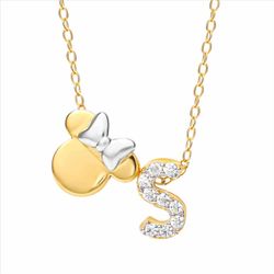 Colgante Plata Bicolor Dorada AG0144CS Minnie Mouse - Letra S Circonitas