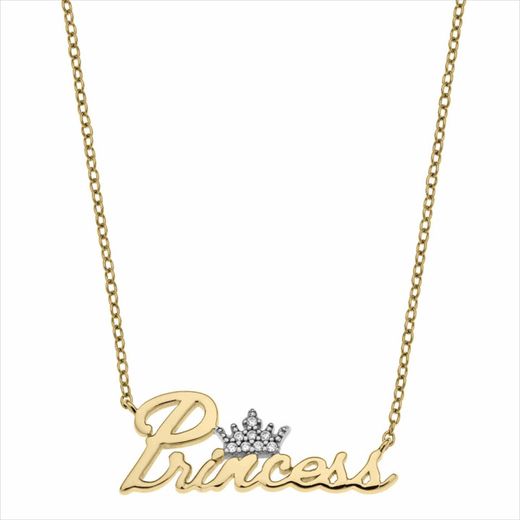 Colgante Plata Bicolor Dorada AG0145C Palabra PRINCESS - Corona Circonitas