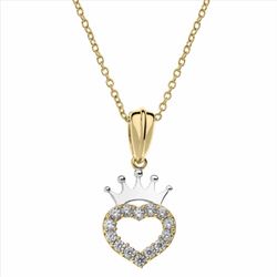 Colgante Plata Bicolor Dorada AG0147C Corazón Corona Circonitas