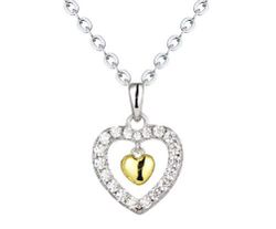 Colgante Plata Bicolor Dorada Liska LAD7320CL Corazones Circonitas