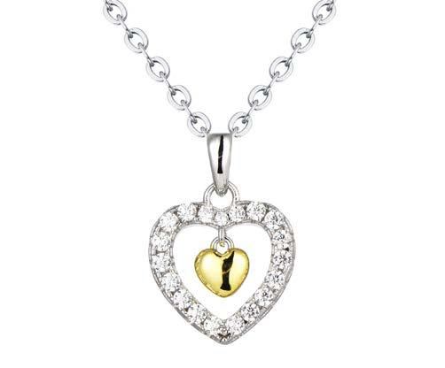 Colgante Plata Bicolor Dorada Liska LAD7320CL Corazones Circonitas