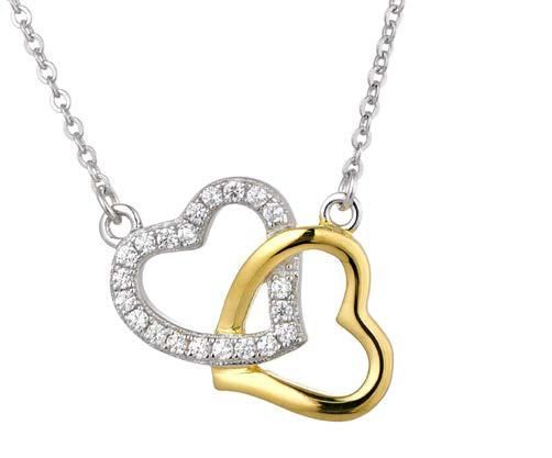 Colgante Plata Bicolor Dorada Liska LAD7322CL Corazones Entrelazados Circonitas