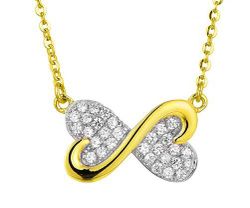 Colgante Plata Bicolor Dorada Liska LAD7323CL Corazones Circonitas