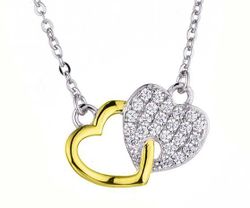 Colgante Plata Bicolor Dorada Liska LAD7325CL Corazones Circonitas