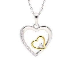 Colgante Plata Bicolor Dorada Liska LAD7338CL Corazones Circonitas