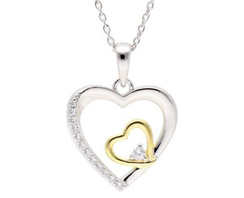Colgante Plata Bicolor Dorada Liska LAD7338CL Corazones Circonitas