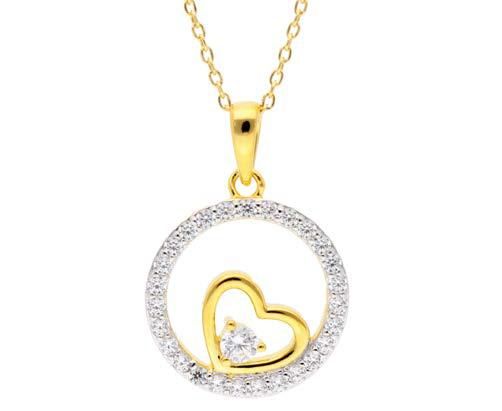 Colgante Plata Bicolor Dorada Liska LAD7339CL Círculo Circonitas Corazón