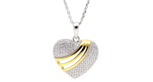 Colgante Plata Bicolor Dorada Liska LAD7340CL Corazón Circonitas