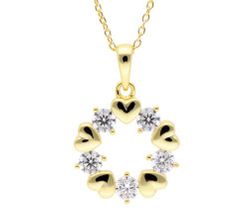 Colgante Plata Bicolor Dorada Liska LAD7343CL-D Círculo Corazones Circonitas