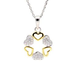 Colgante Plata Bicolor Dorada Liska LAD7344CL Círculo Corazones Circonitas