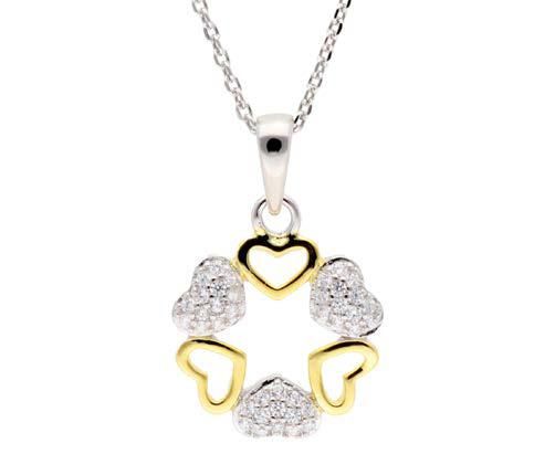 Colgante Plata Bicolor Dorada Liska LAD7344CL Círculo Corazones Circonitas