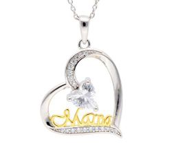 Colgante Plata Bicolor Dorada Liska LAD7348CL-B Corazón C. Palabra MAMA Circonitas