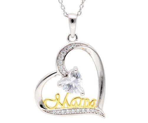 Colgante Plata Bicolor Dorada Liska LAD7348CL-B Corazón C. Palabra MAMA Circonitas